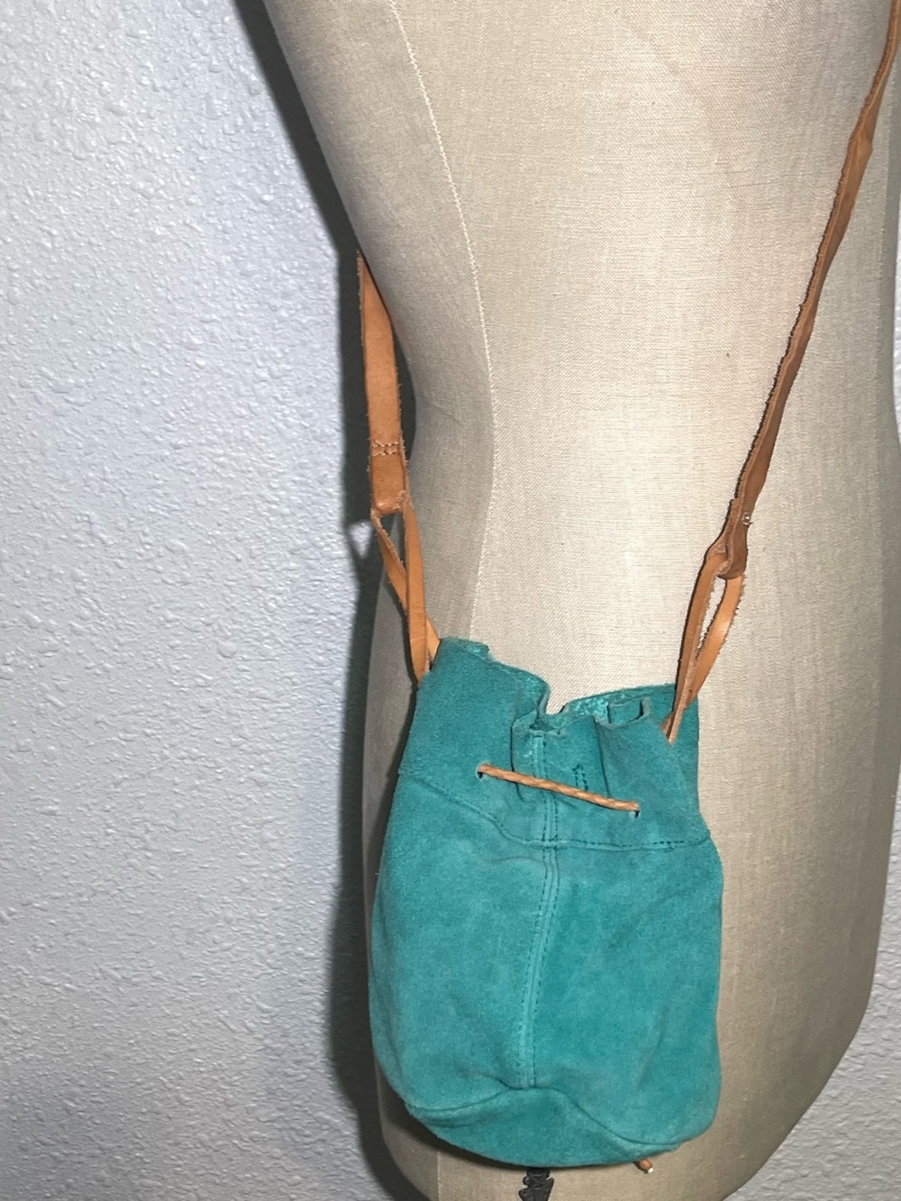 Free people teal Suede Drawstring Bucket Bag - Picture 6 of 6